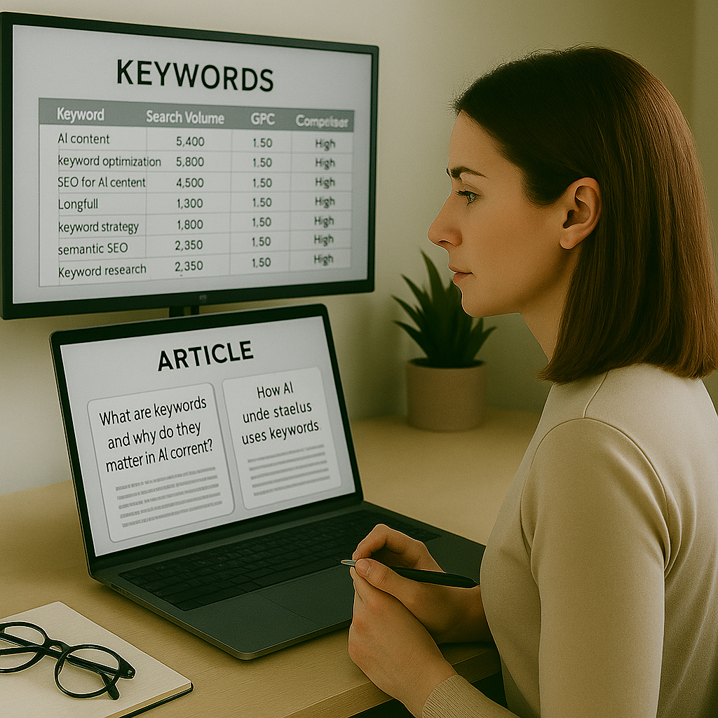 How do keywords affect AI content performance?